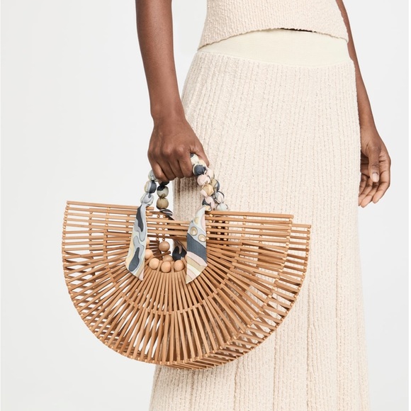 Cult Gaia Bamboo Fan Ark Scarf Half Moon Top Handle Tote Bag NWT - Picture 2 of 8